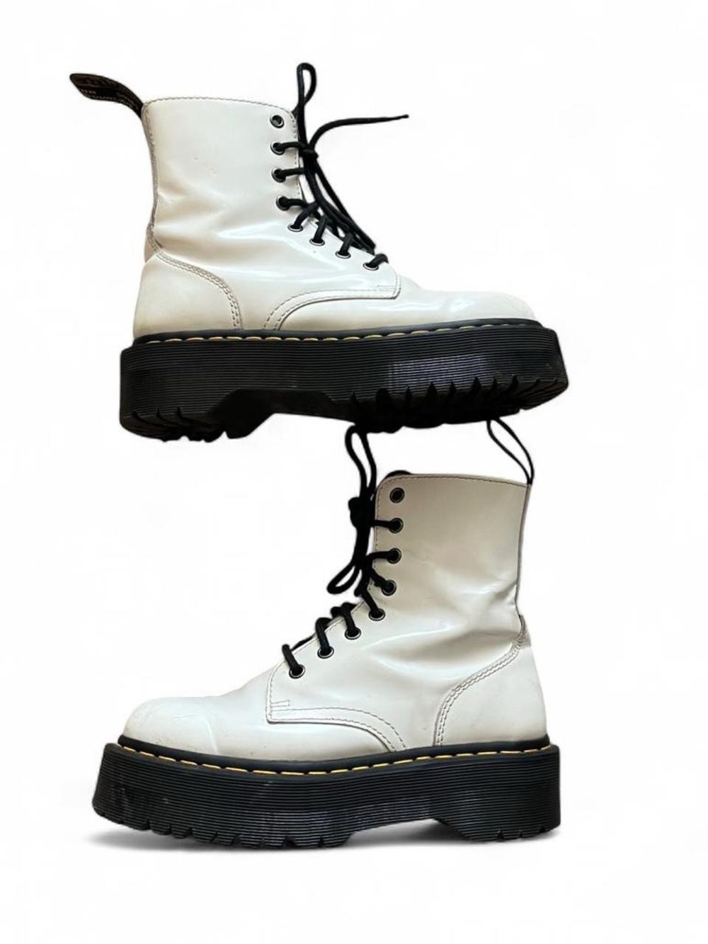 Dr. Martens White Genuine Leather Platform Jadon Platform Boots